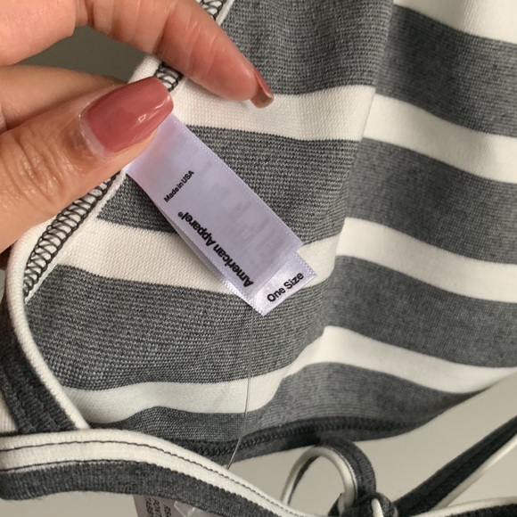 🔥🔥🔥American Apparel Ponte Halter Crop Top in Grey and White Stripe - One Size - Picture 3 of 4